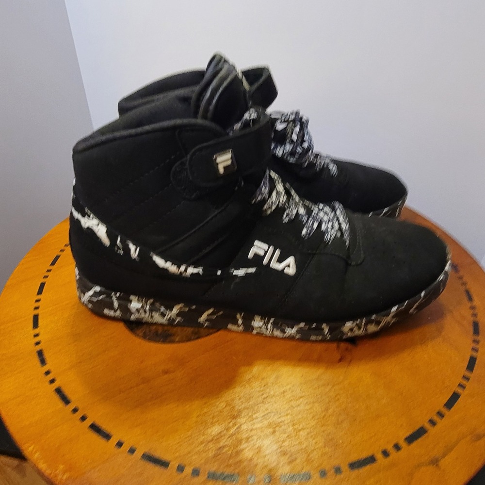 Fila Vulc 13 Mid Plus Mens Black White Splatter High Top Sneakers 1FM01051-013